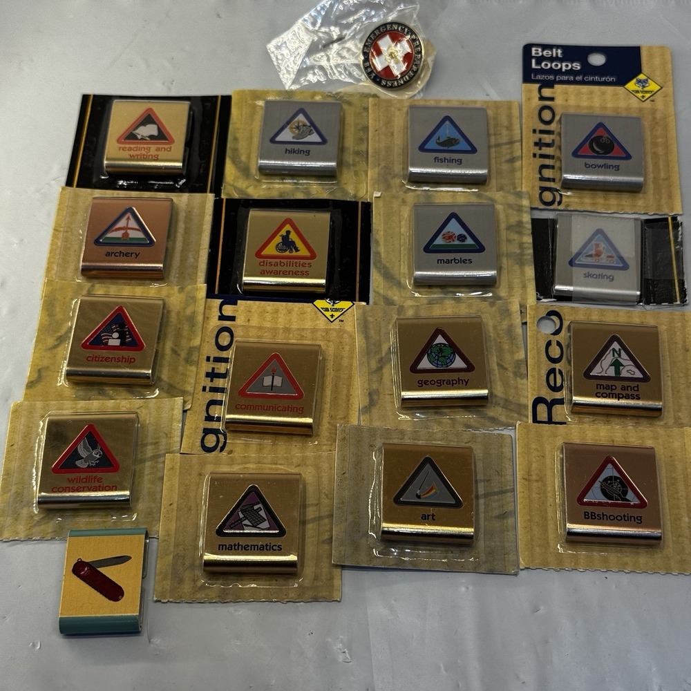 BSA Cub Scout Lot of 17 Belt Loops Variety Activity Awards Aluminum NEW + Pin